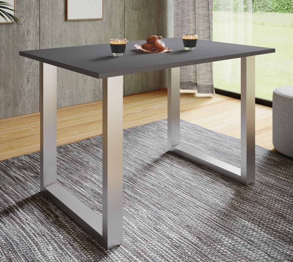 VCM Holzesstisch | H. 76 x B. 110 x T. 80 cm | hochwertiges und massives Fußgestell | Füße aus Eisen | Küchentisch - Xona U