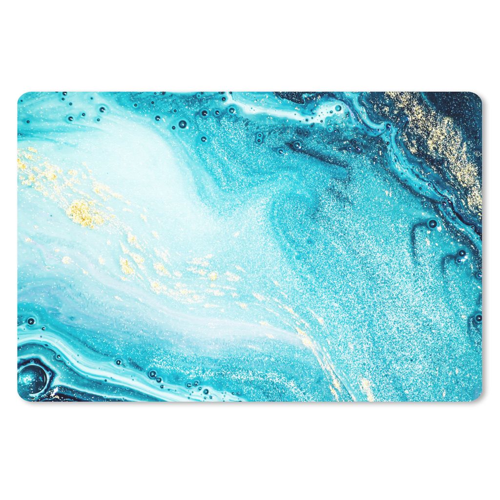 MuchoWow Mauspad Mousepad Marmoroptik - Blau - Gold - Luxe - Glitzer - Marmor 27x18 cm - Mousepads - Maus Mat - Pad - Mausunterlage - Büroartike...