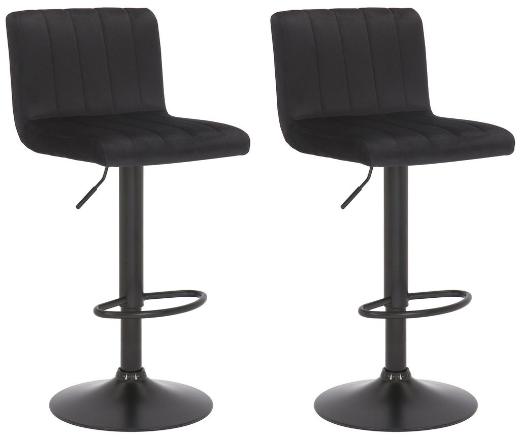 CLP 2er Set Barhocker Jamie Samt höhenverstellbar und 360 Grad drehbar,schwarz
