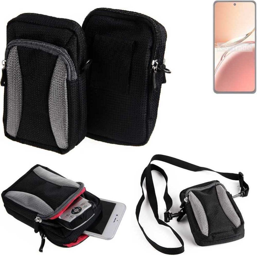 K-S-Trade Holster Schutz Hülle kompatibel mit Oppo Reno12 FS 5G Handy Hülle Gürteltasche Umhängetasche mit Zusatzfach schwarz