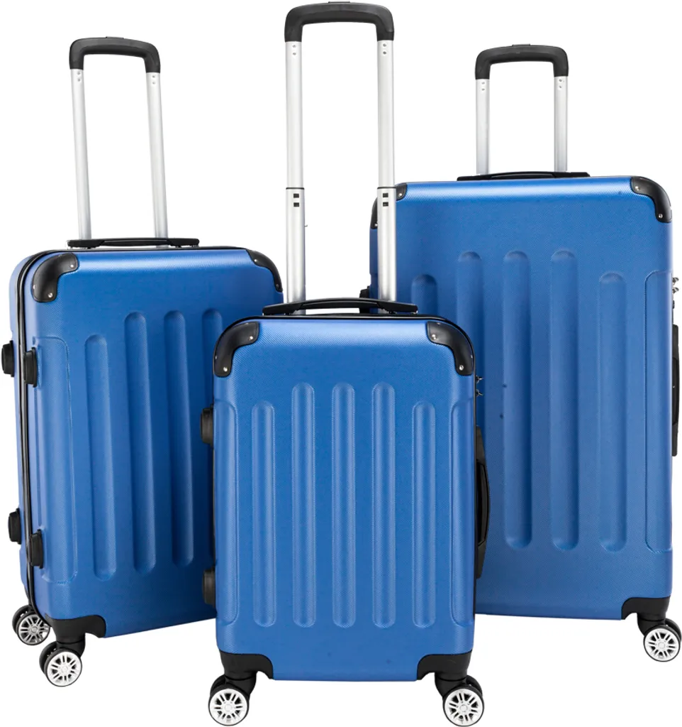 Valises rigides ABS haute résistance avec trolley et design rayé