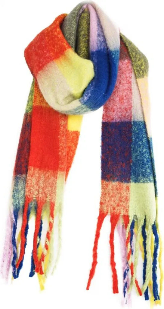 Sciarpa Invernale Calda 42x210 cm - Sciarpa a Quadri con Frange XXL