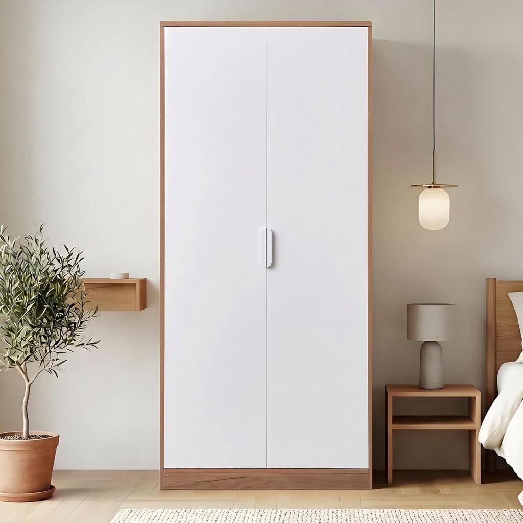 MinteLiv Kleiderschrank 2-türig Weiß/Eiche-Optik 49 cm Produktbild 