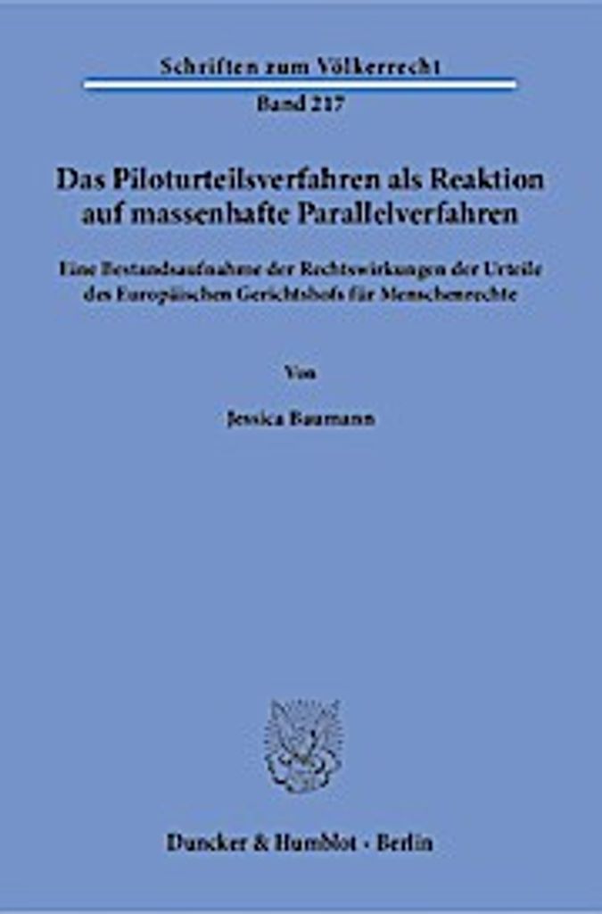 Das Piloturteilsverfahren als Reaktion auf massenhafte Parallelverfahren