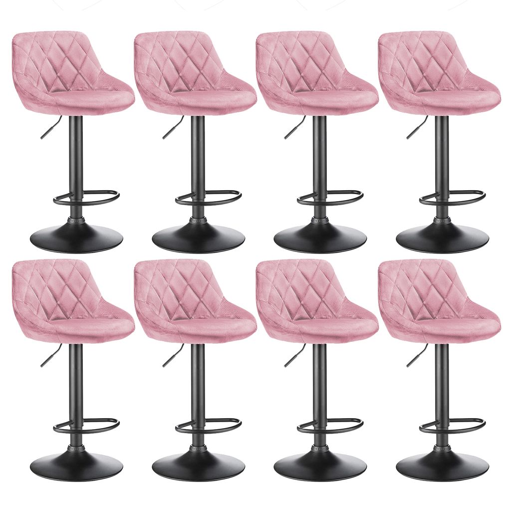 8er-Set Barhocker Barstuhl Tresenhocker Küchenstühle Samt Hocker Höhenverstellbar Chorm- Rosa