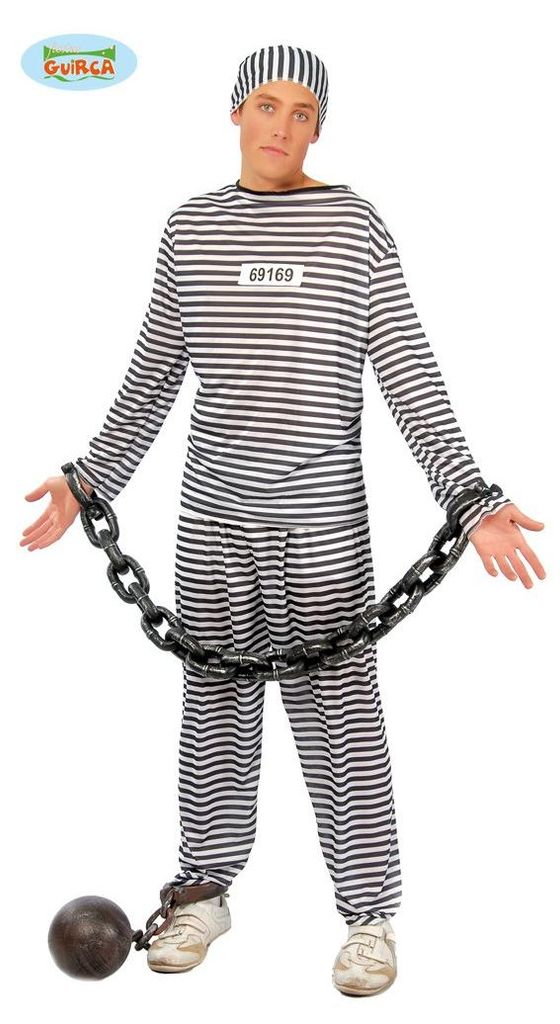 Sträfling Gefangener Kostüm für Herren Gr. M-L, Größe:S Produktbild 
