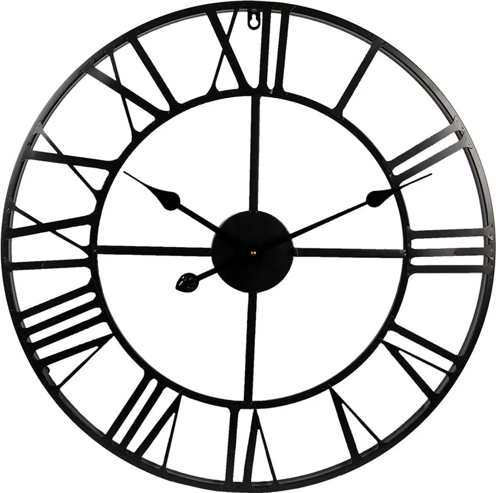 Orologio Clayre & Eef Ø 60 cm Nero Metallo | Eleganza da Parete
