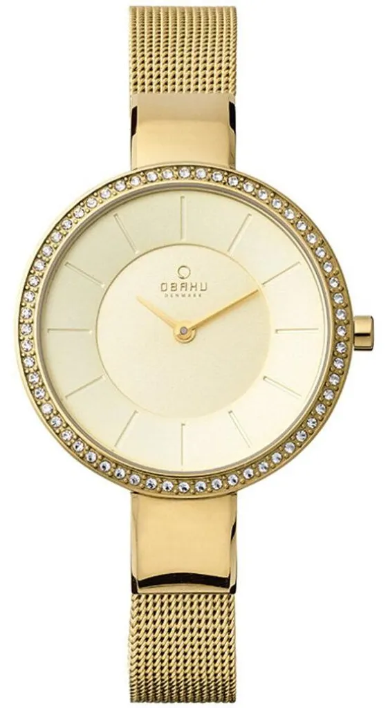Montre Obaku V179Leggmg ultra-plate en acier doré avec cadran clair
