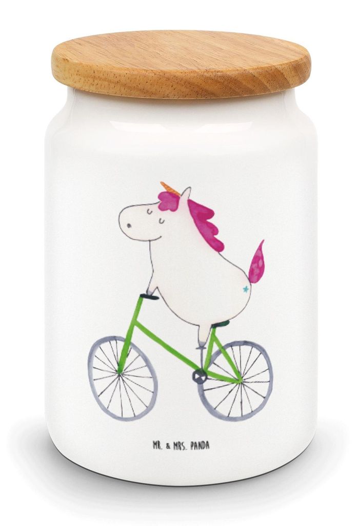 Mr. & Mrs. Panda Dose Einhorn Radfahrer - Weiß - Geschenk, Keksdose, Einhörner, Radfahren, zuckerdose, Kummer, behälter, Unicorn, gebäckdose, A...
