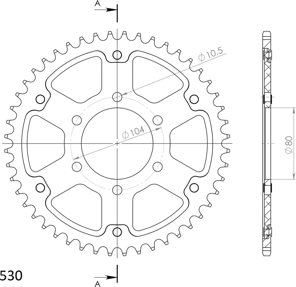 Couronne arrière moto Supersprox 46 dents Or pour kit chaîne pas 530