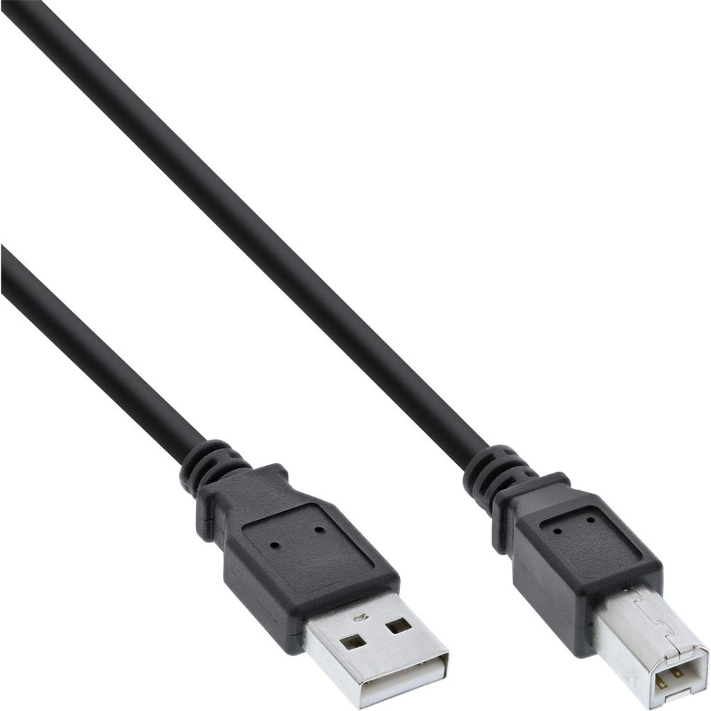 InLine USB 2.0 Kabel, A an B, schwarz, 2m, 2 m, USB A, USB Produktbild 