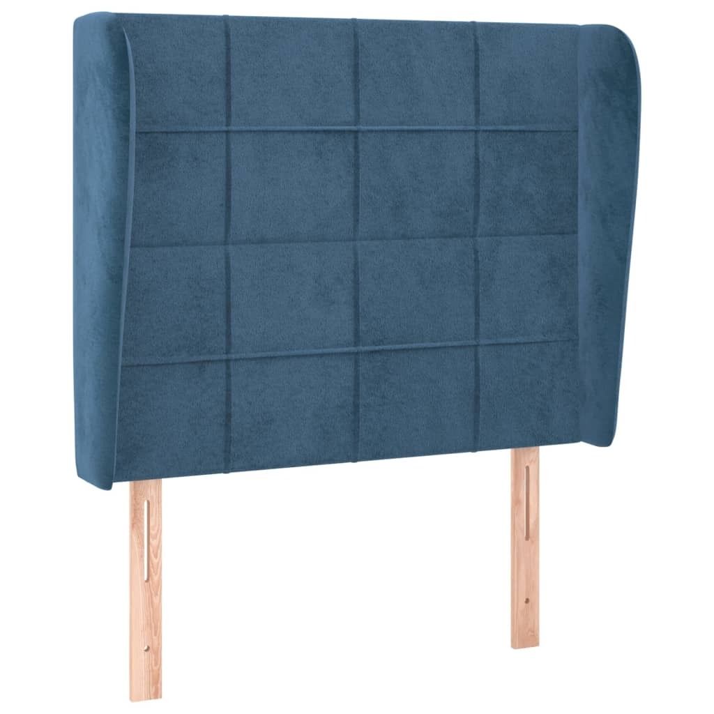 Kopfteil mit Ohren Dunkelblau 93x23x118/128 cm Samt
