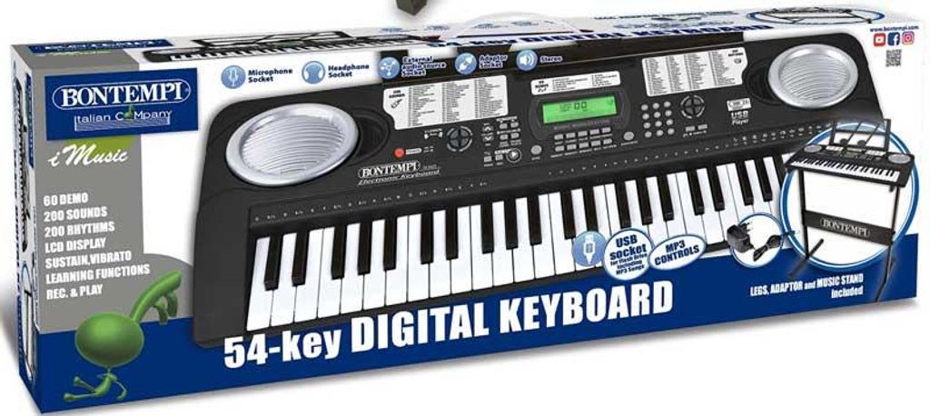 Bontempi Keyboard digital Spielzeug mit 54 MIDI-Tasten USB