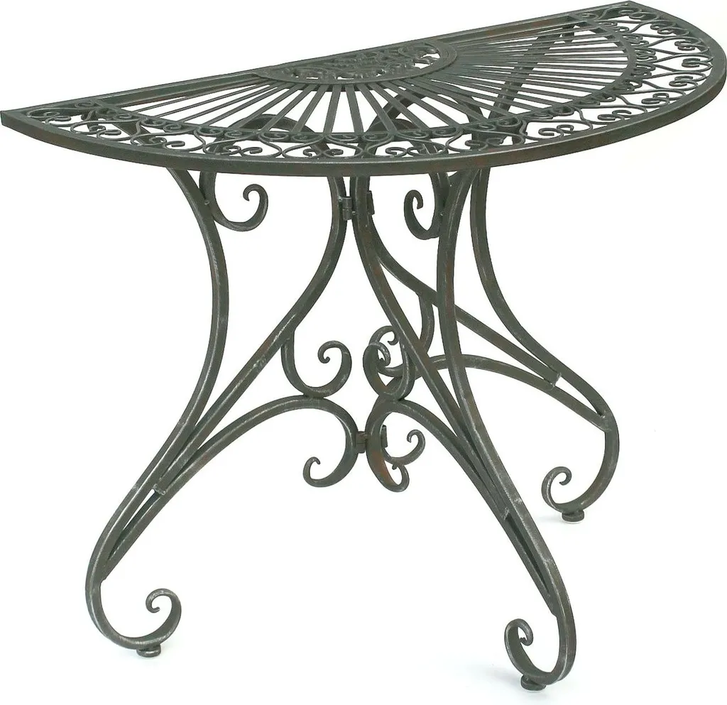Table de jardin demi-ronde console de couloir gain de place 90 cm - 9