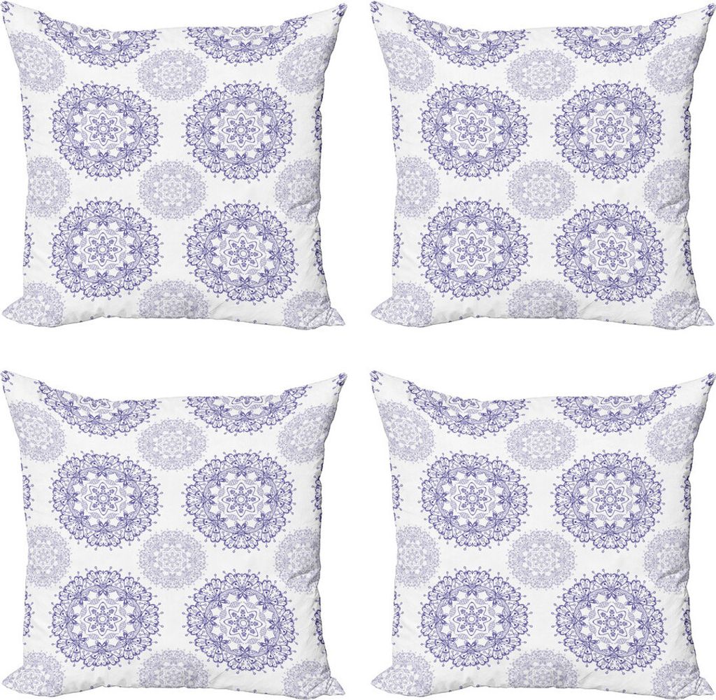 ABAKUHAUS orientalisch Kissenbezug Set (4 Stück), Floral Mandala mit Herzen, Moderner Doppelseitiger Digitaldruck, 60 cm x 60 cm, Dunkler Lavendel...