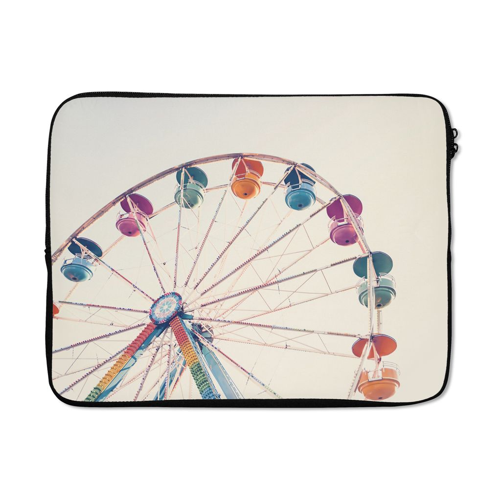 MuchoWow Laptop Hülle 17 Zoll Laptoptasche Riesenrad - Attraktion - Luft - Sommer - Orange - Zipper - Schutzabdeckung