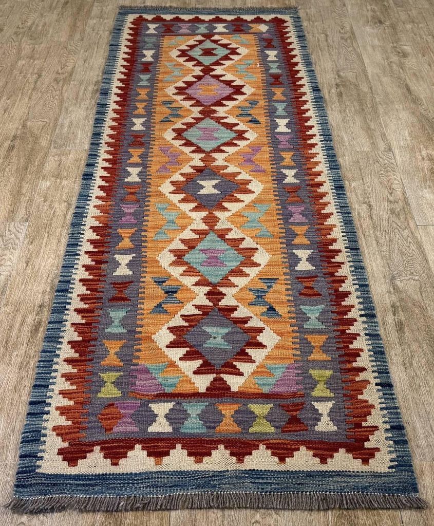 Teppich KELIM ORIGINAL | Farbe: Multi; Größe: 71x200 cm | strapazierfähig und leicht zu reinigen | Wohnzimmer | Schlafzimmer