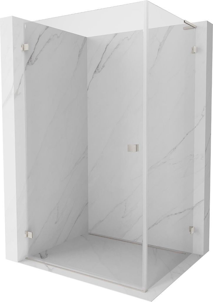 Mexen Lunar-B L Duschkabine, schwenkbar links 80 x 70 cm, transparent, gebürsteter Nickel- 832L-080-070-97-00-L