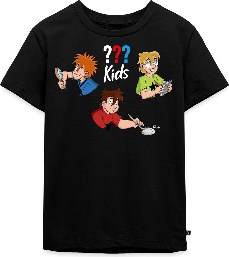 Spreadshirt Die Drei Fragezeichen Kids Detektive Kinder Premium T-Shirt, 134/140 (8 Jahre), Schwarz