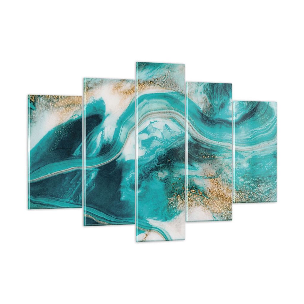 Bilder auf glas - 5 Teile - Wasser Meer Ozean - 150x100cm - Glasbilder - Wandbilder - Bilder - zum Aufhängen bereit - Wanddekoration aus Glas - Gl...