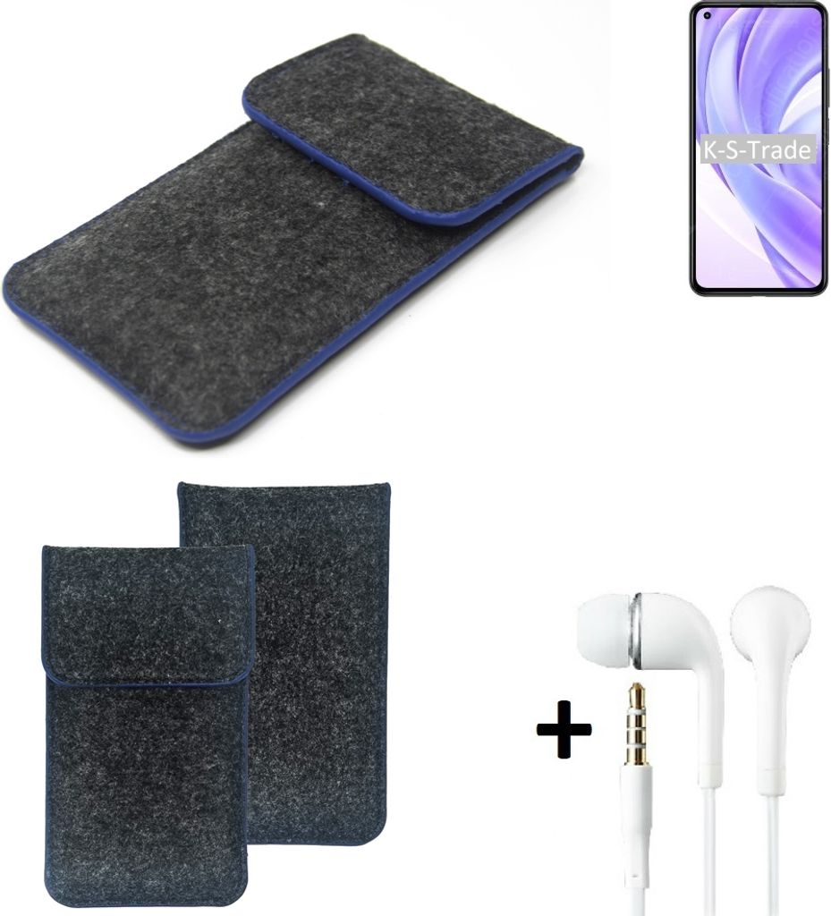 K-S-Trade Handy Schutz Hülle kompatibel mit Xiaomi Mi 11 Lite 5G Schutzhülle Handyhülle Filztasche Pouch Tasche Case Sleeve Filzhülle dunkelgrau,