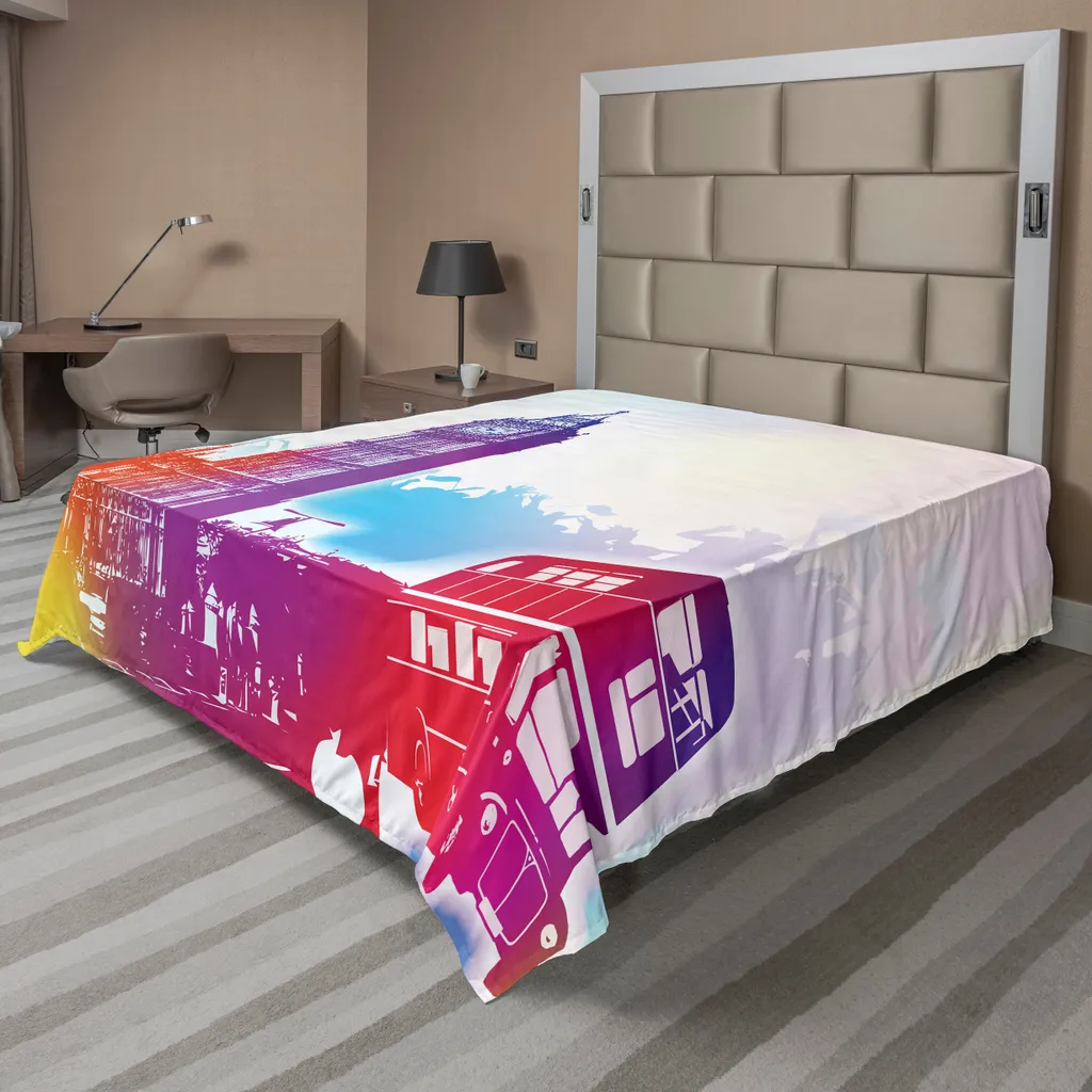 Drap Supérieur Confortable Imprimé Londres Bus et Big Ben 244x205 cm
