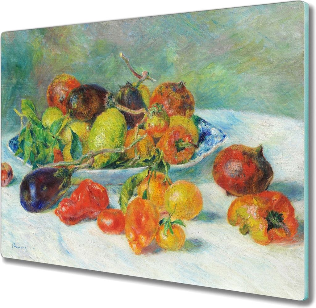 Coloray Schneidebrett Herdabdeckplatte 60x52 cm Kochplattenabdeckung Hackbrett Küchenbrett - Zitrone Obst Gemüse