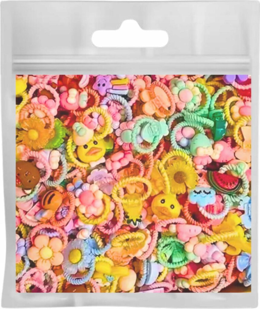 Set di 60 elastici per capelli colorati per bambine Immagine del prodotto 