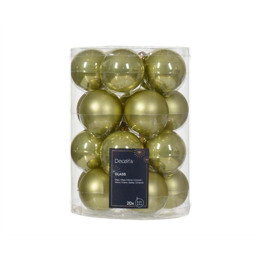 Weihnachtskugeln Glas 6cm x 20 Stück - Pistaziengrün