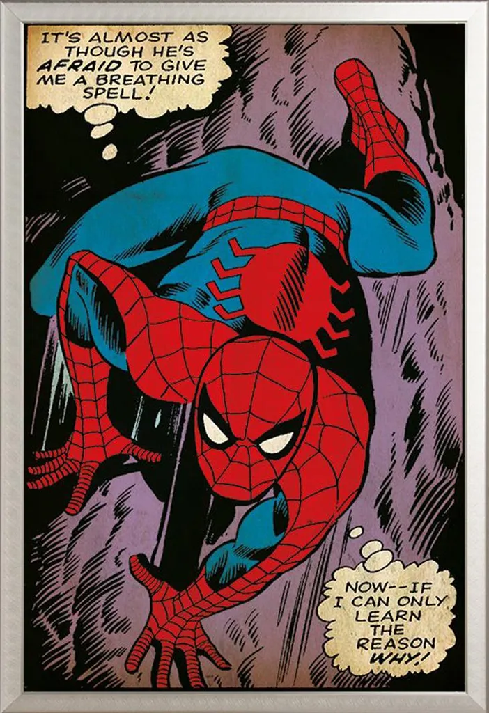 Poster Spider-Man avec Cadre Aluminium Argenté et Vitre Acrylique Shinsuke