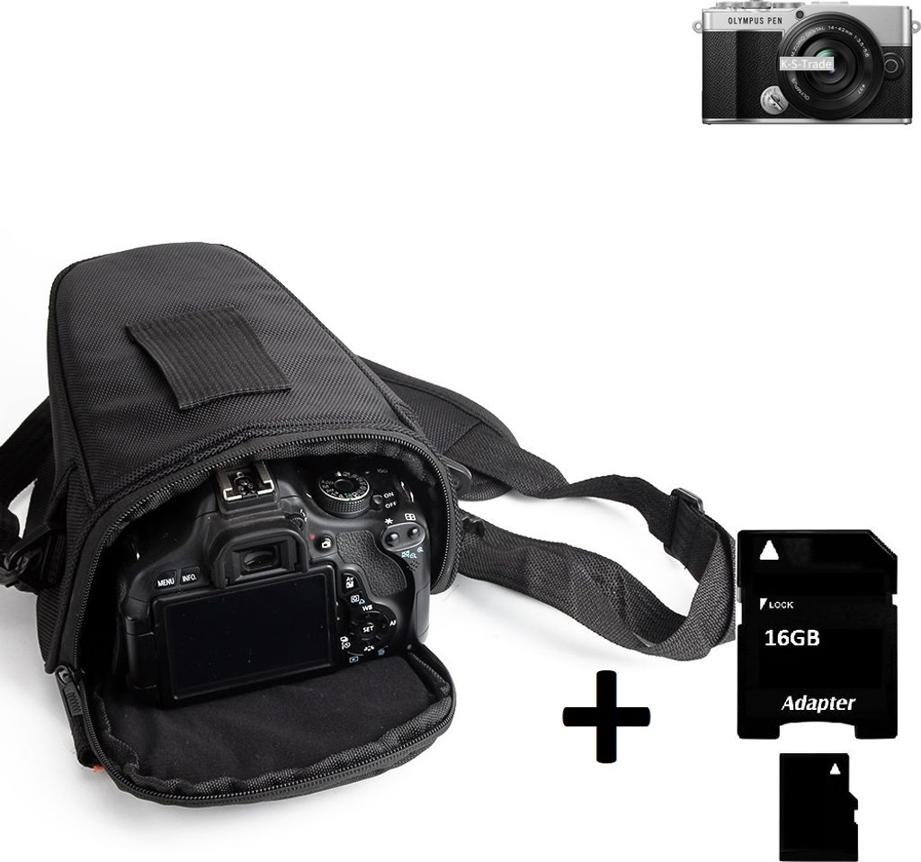 K-S-Trade Schultertasche kompatibel mit Olympus PEN E-P7 Colt Kameratasche für Systemkameras DSLR DSLM SLR, Bridge etc., + 16GB Speicherkarte