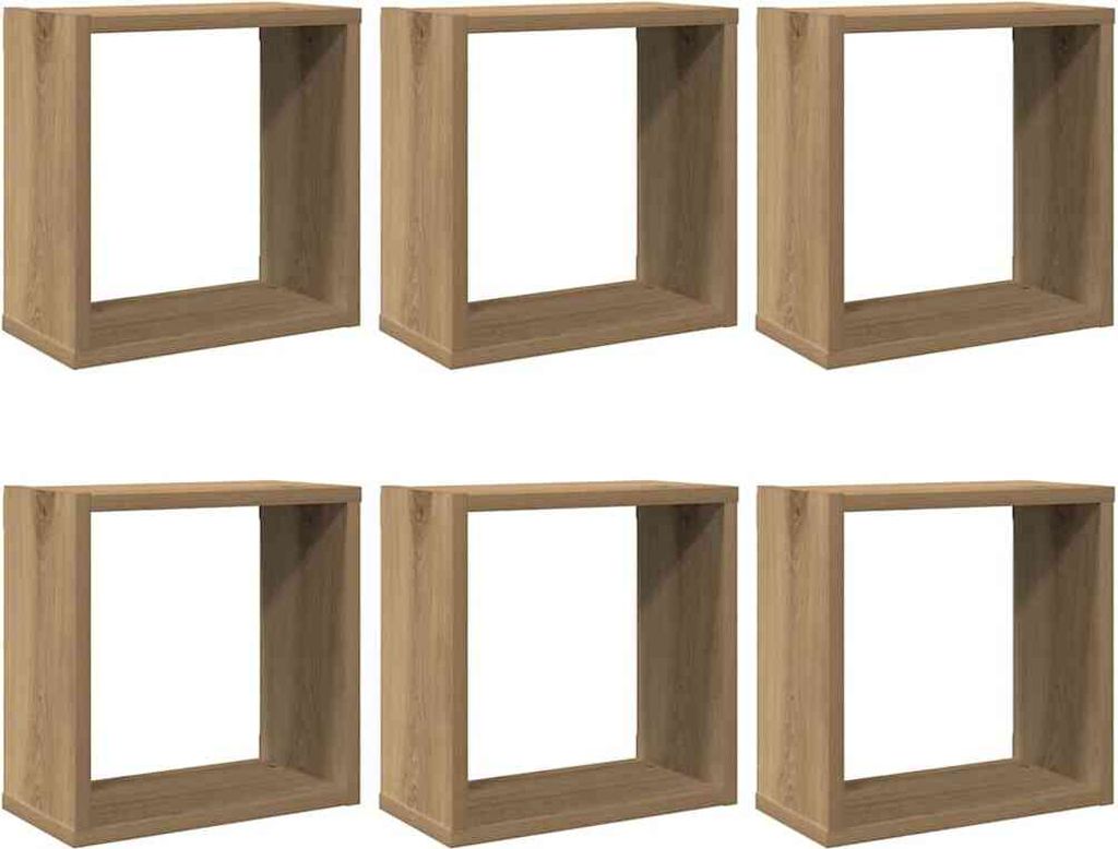 vidaXL Würfel-Wandregale 6 Stk. Artisan-Eiche 30x15x30 Holzwerkstoff