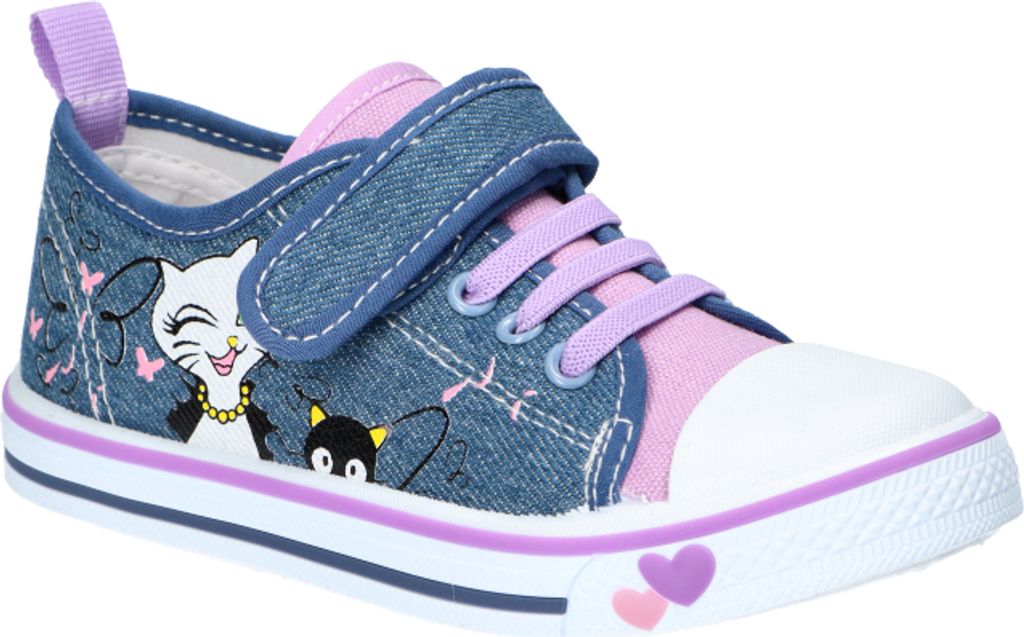 AMERICAN CLUB TEN148 Kinder-Sneaker mit Klettverschluss, Kinderschuhe, Ledereinsatz Blau/Purpel 22