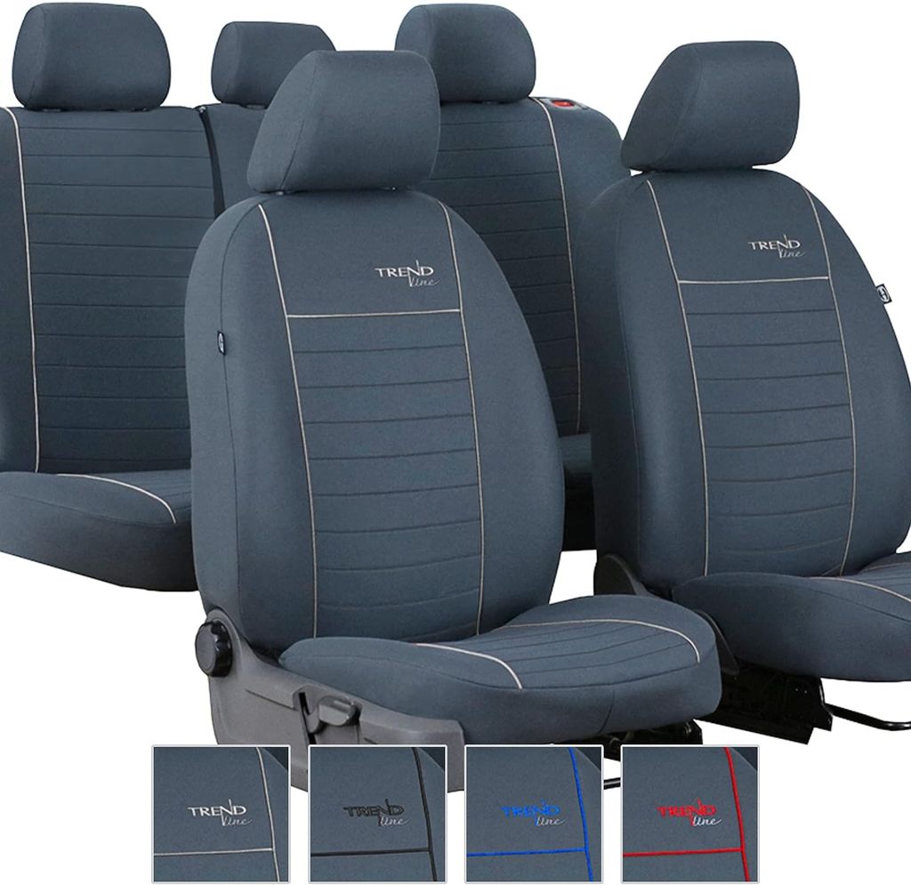 1+1 Vordere Sitzbezüge Komfort Autositzbezüge Elegant Schwarz mit Rot  Kunstleder