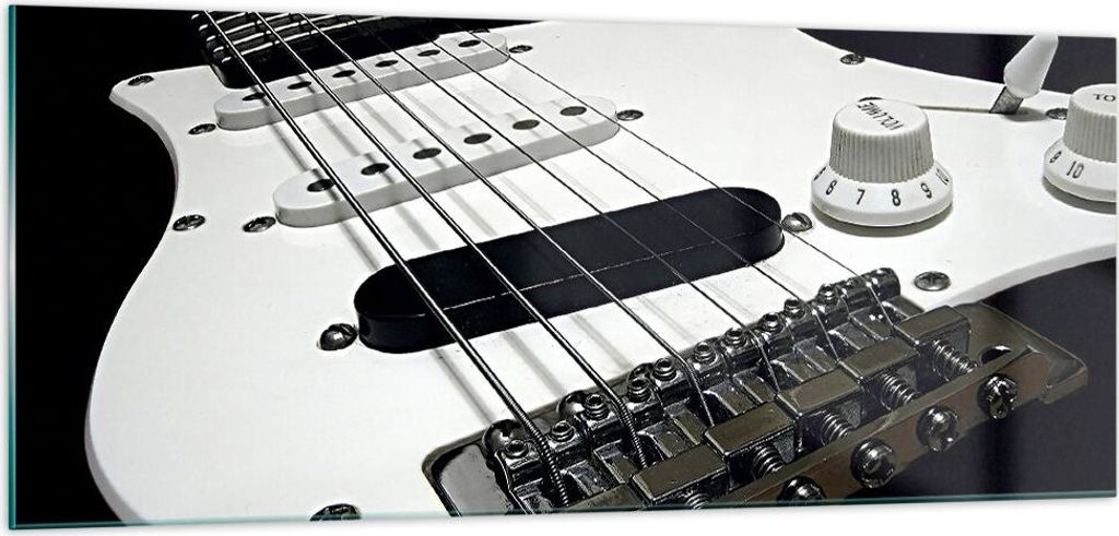 Bilder auf glas - E-Gitarre String Knopf - 100x40cm - Glasbilder - Wandbilder - Kunstdruck - zum Aufhängen bereit - Wanddekoration aus Glas - Glas...