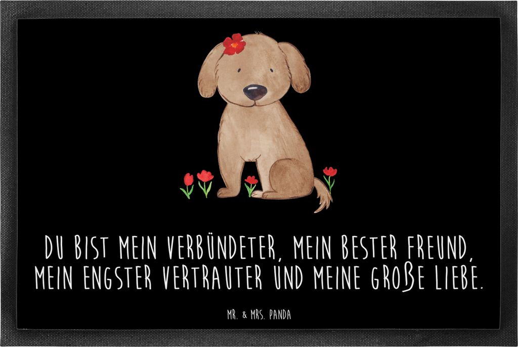 Mr. & Mrs. Panda Fussmatte Hund Dame 60 x 90 cm - Schwarz - Geschenk, Liebe, flurmatte, Schmutzfangmatte, Hundeliebe, Schmutzmatte, Hunde, Lieb, Bo...