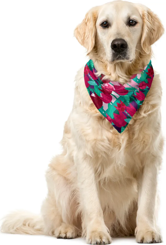 Bandana per Animali Motivo Tulipani 55x55 ABAKUHAUS Verde Rosso