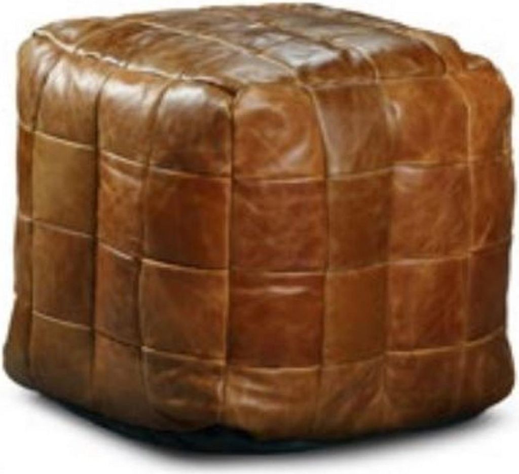 Casa Padrino Luxus Leder Hocker Braun 45 x 45 x H. 45 cm - Echtleder Hocker in Würfelform - Fußhocker - Wohnzimmer Möbel