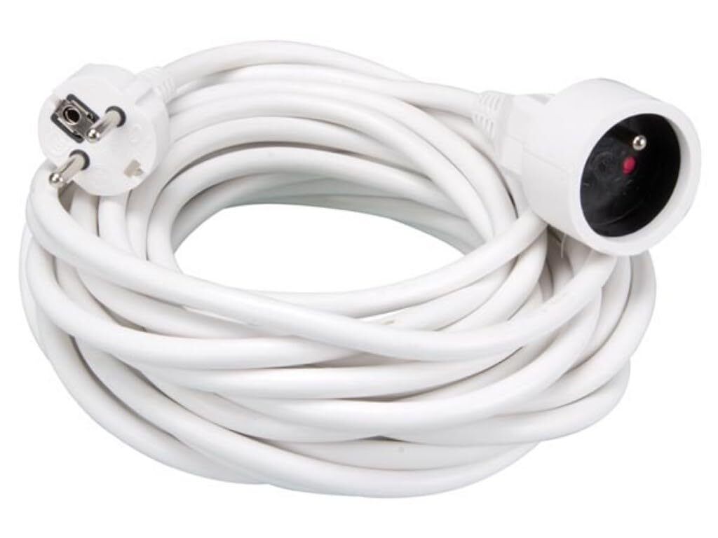 Verlängerungskabel - 10 m - Farbe weiß - 3g1.5 - Erdung Stecker vonErde Spike