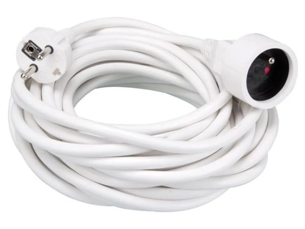 Câble électrique rallonge 10m blanc 3G1.5 haute résistance 3680W NF