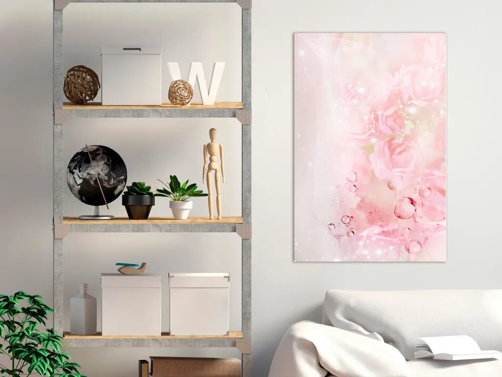 AYAROS Stampa artistica da parete su tela con motivo floreale rosa, stile shabby vintage, stile shabby vintage, castello urbano, stampa artistica da parete, per la camera da letto