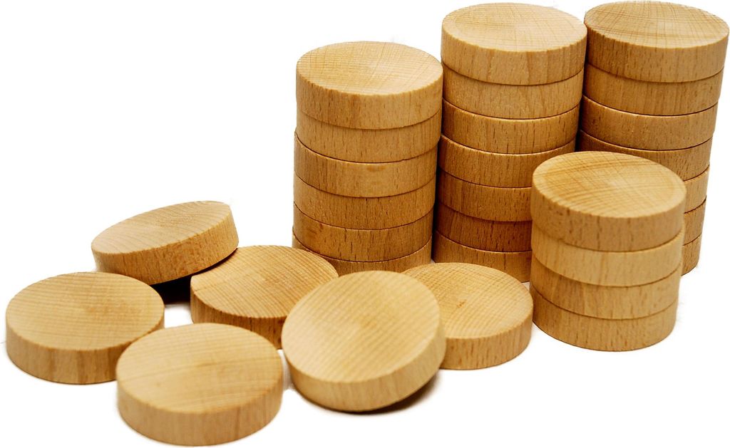 HOT Games Sjoelsteine Set - 30 Stück - Buchenholz - 52 mm - Shuffleboard