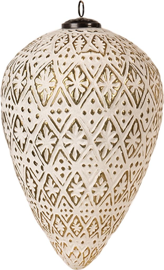 Clayre & Eef Weihnachtskugel 26 cm Weiß Glas