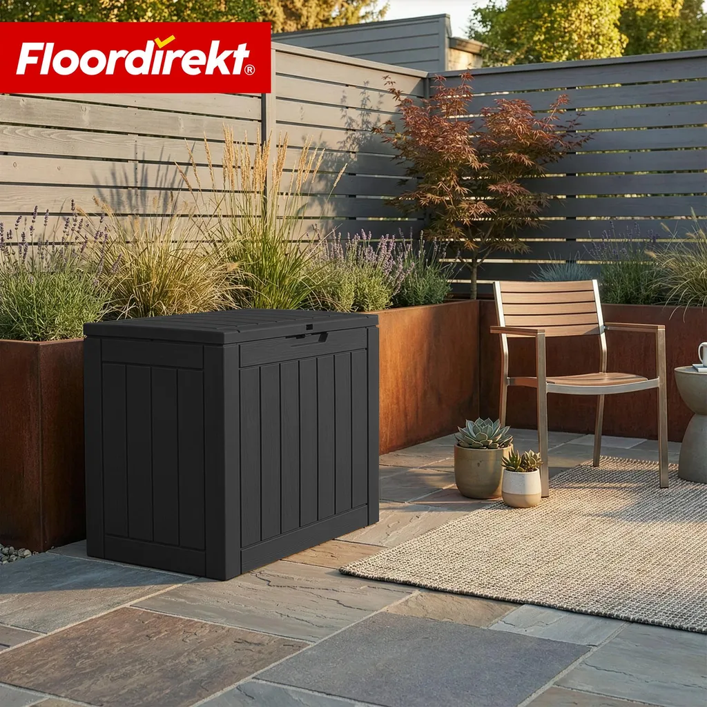 Coffre à coussins résistant aux intempéries avec finition bois 118L - 9