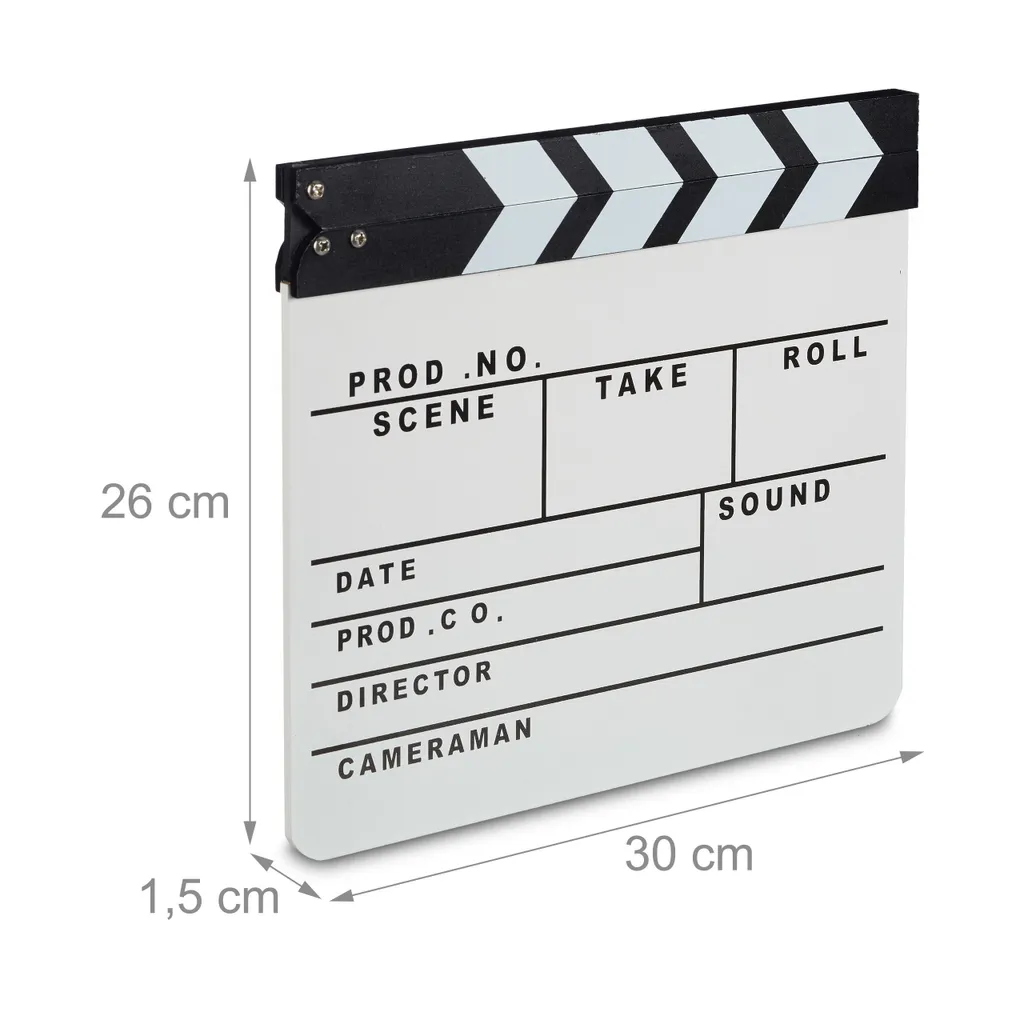 Set de film Relaxdays 2 pcs en bois - Clap de studio avec son sec net - 3