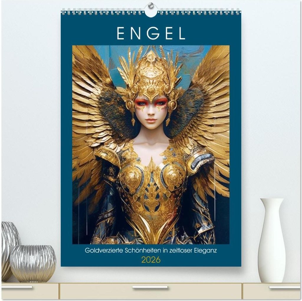 Engel. Goldverzierte Schönheiten in zeitloser Eleganz (hochwertiger Premium Wandkalender 2026 DIN A2 hoch), Kunstdruck in Hochglanz