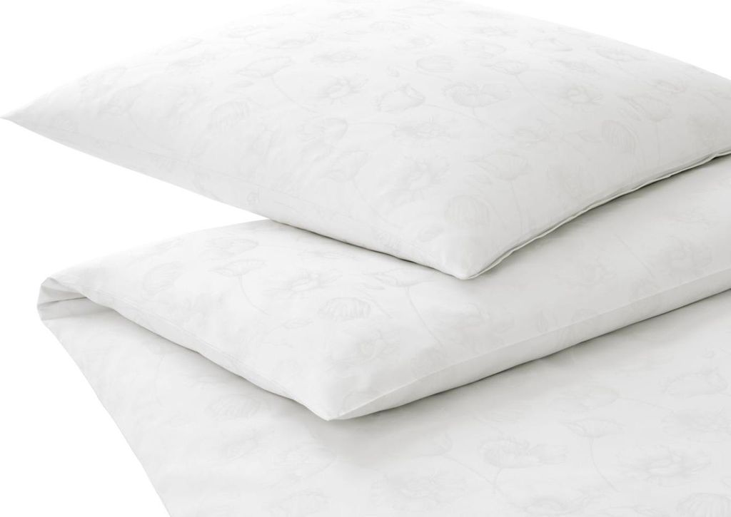 elegante Mako-Satin-Bettwäsche-Garnitur Poppy Farbe Weiss Größe 135x200+80x80