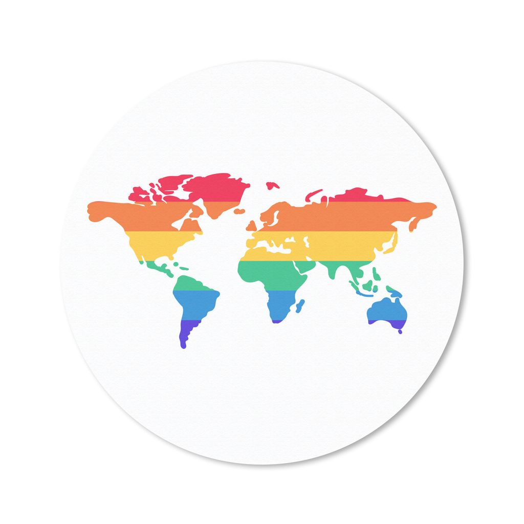 MuchoWow Mauspad Mousepad Karte - Welt - Regenbogen 40x40 cm - Mousepads - Maus Mat - Pad - Mausunterlage - Schreibtisch Accessoires
