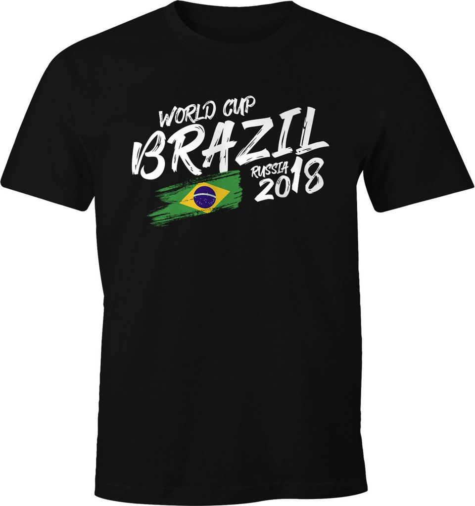 Herren T-Shirt Fan-Shirt Brasilien Brazil Brasil Fan-Shirt WM 2018 Fußball Weltmeisterschaft Moonworks schwarz 3XL