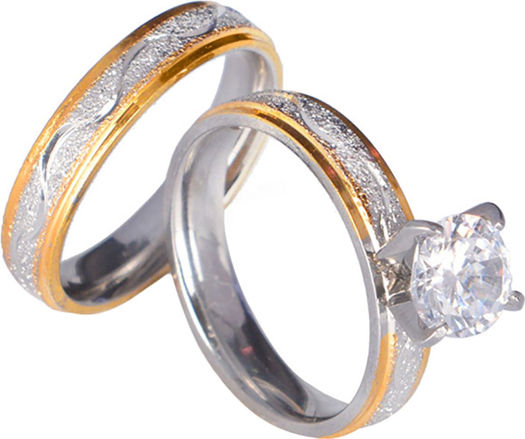 2 Stücke Männer Frauen Kreative CZ Intarsien Eheringe Liebhaber Ring Set Brautschmuck-US 6
